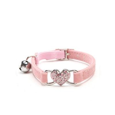Jeweled Heart Cat Collar With Bell